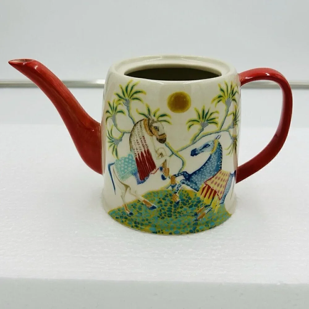 Anthropologie Paige Gemmel Eastern Animals Teapot Horses No Lid 4